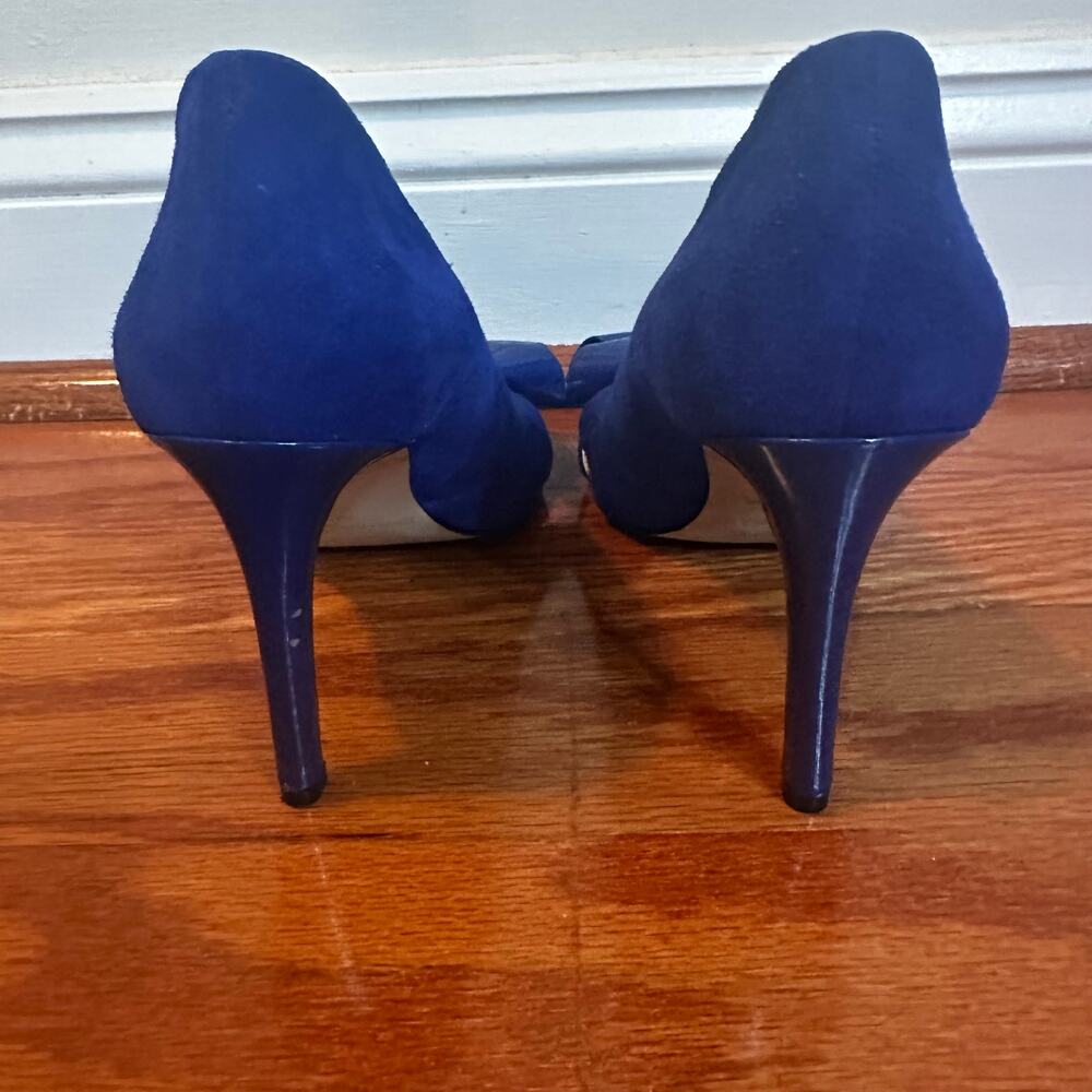 Enzo Angiolini Blue Suede Bow Pumps sz 8 - Picture 3 of 9
